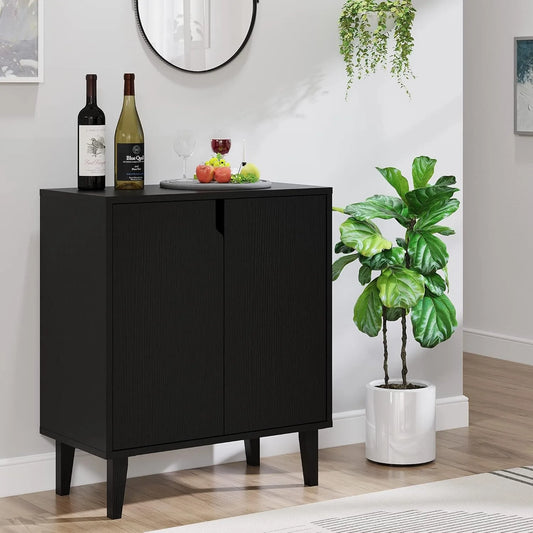 Panana 2 Door Black Kitchen Buffet Storage Cabinet
