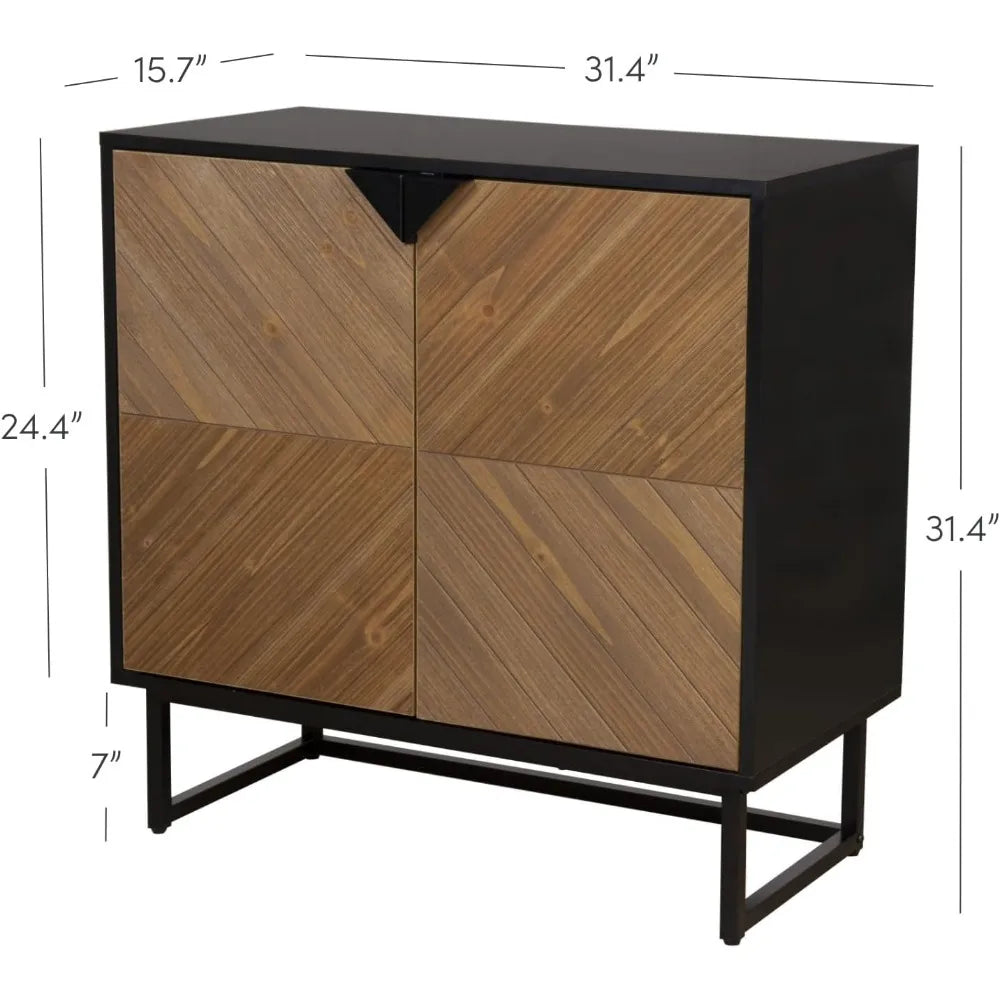 Modern Sideboard Buffet Storage Cabinet - Black & Rustic Pine