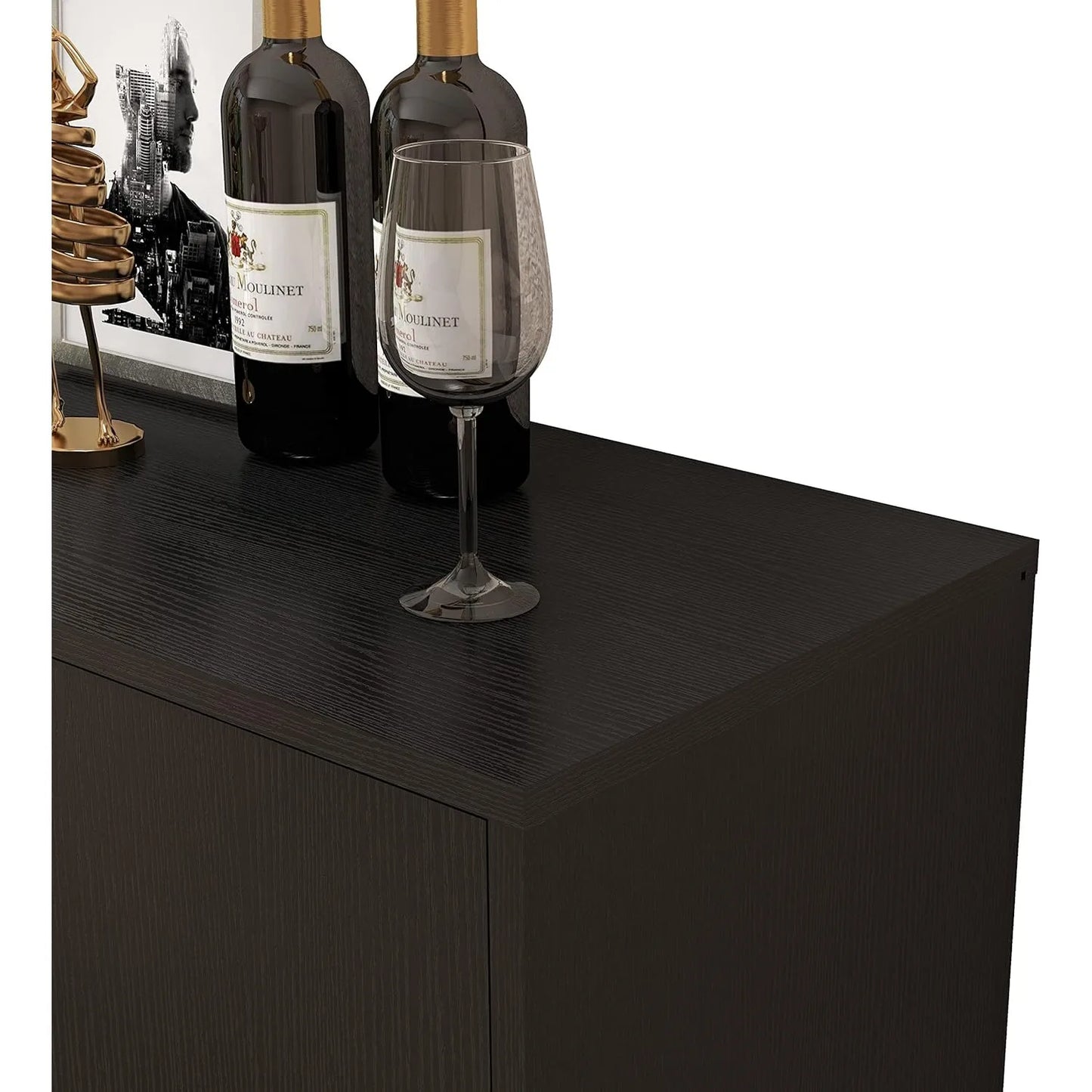 Panana 2 Door Black Kitchen Buffet Storage Cabinet
