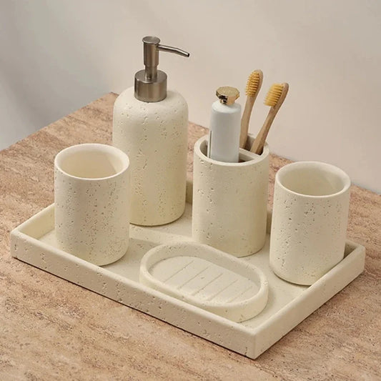 Natural Stone Bathroom Storage Set - Eco-Friendly Accessories