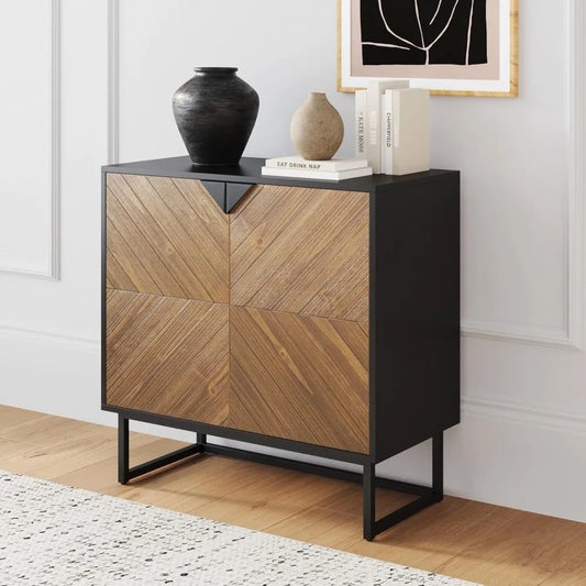 Modern Sideboard Buffet Storage Cabinet - Black & Rustic Pine
