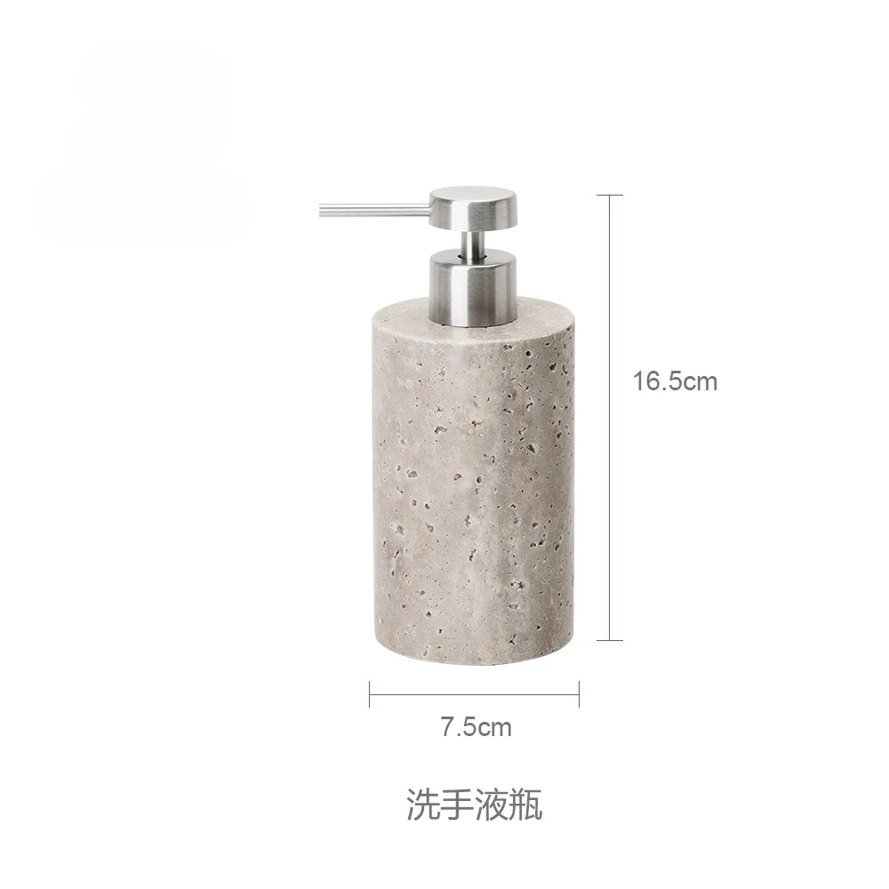 Wabi-Sabi Natural Silver Ash Cave Stone Bathroom Accessories Set