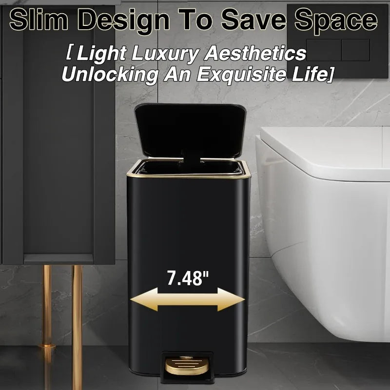 Black and Gold 8-Piece Bathroom Accessories Set