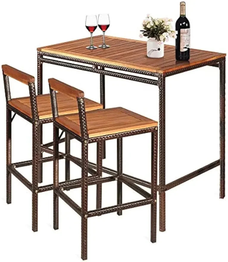 Outdoor Rattan Patio Bar Set