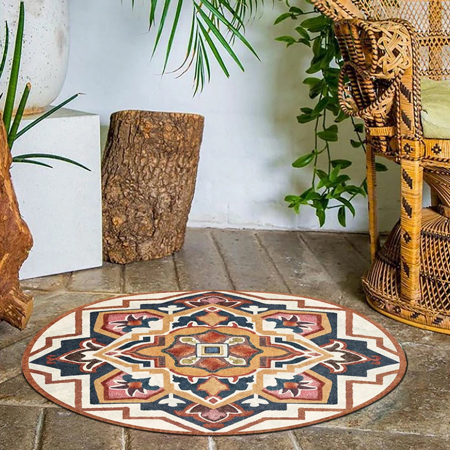 Moroccan Style Living Room Decoration Round Carpet Large Area Rugs for Bedroom Home Rocking Chair Floor Mat Washable Lounge Rug - HOMELIVING