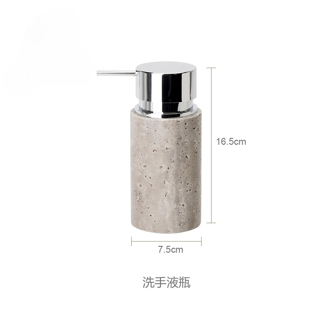 Wabi-Sabi Natural Silver Ash Cave Stone Bathroom Accessories Set