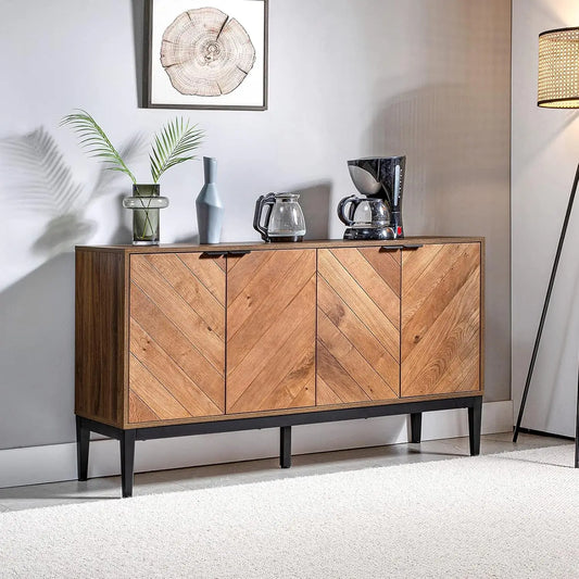55" Walnut Sideboard Buffet Cabinet