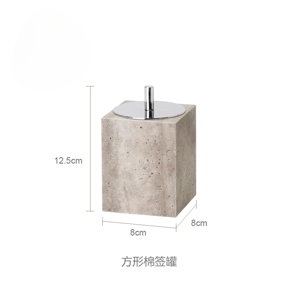 Wabi-Sabi Natural Silver Ash Cave Stone Bathroom Accessories Set