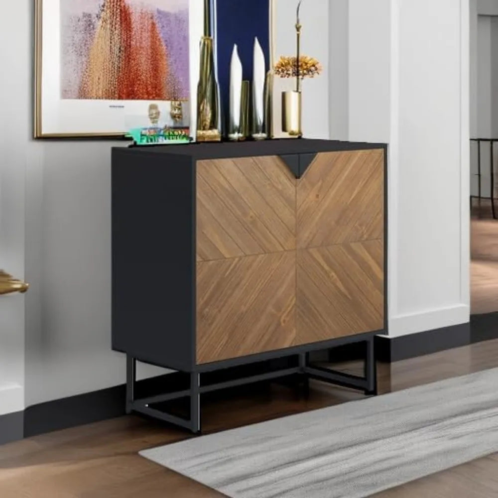 Modern Sideboard Buffet Storage Cabinet - Black & Rustic Pine