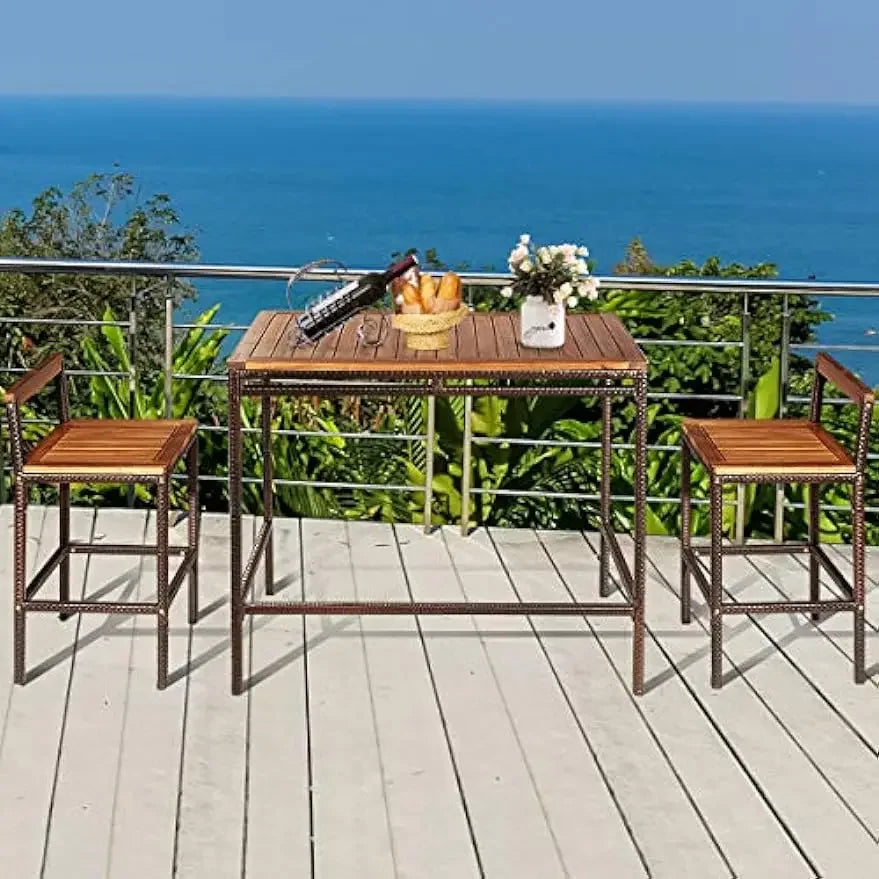 Outdoor Rattan Patio Bar Set