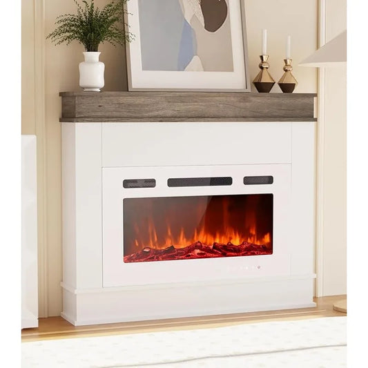Electric Fireplace Insert - Freestanding Heater with 12 LED Colors