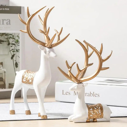 Nordic home decoration Deer Head Resin Statue figurine Home Decor Statues accessories/modern Sculpture beelden decoratie Art - HOMELIVING