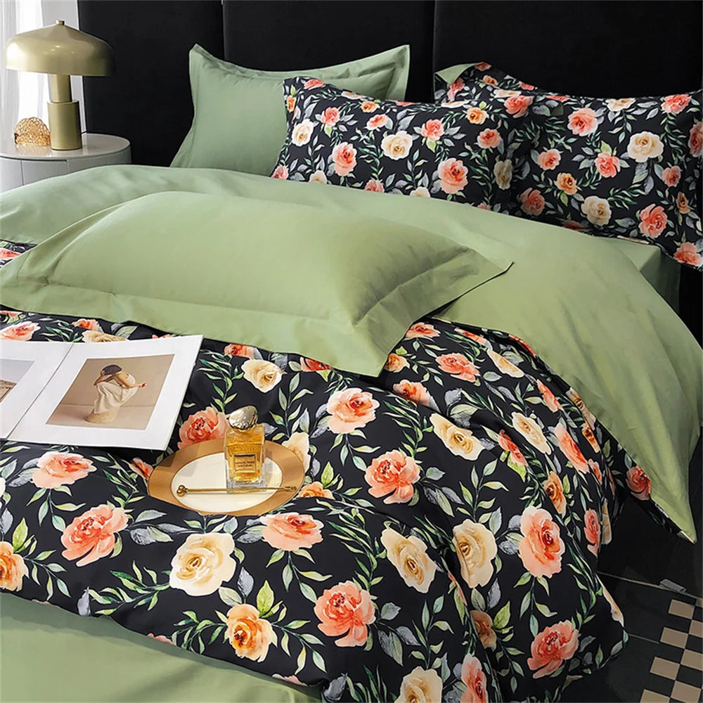 Svetanya 100% Egyptian Cotton Bedding Set Queen King Double Size Bed Linens Sheet Duvet Cover Set - HOMELIVING
