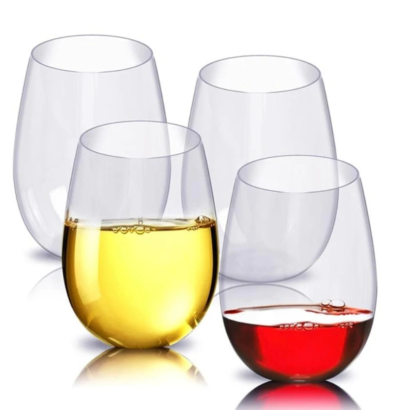 4Pcs New 463ml Unbreakable Wine Glasses Shatterproof Plastic Glass Safe Reusable Transparent Fruit Juice Beer Cup - HOMELIVING