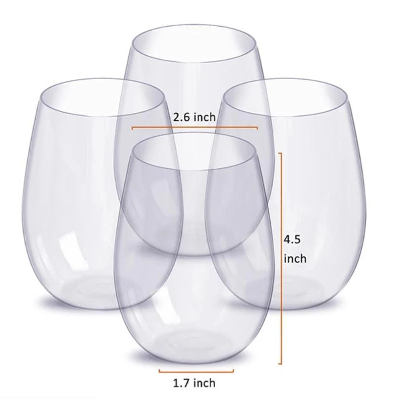 4Pcs New 463ml Unbreakable Wine Glasses Shatterproof Plastic Glass Safe Reusable Transparent Fruit Juice Beer Cup - HOMELIVING
