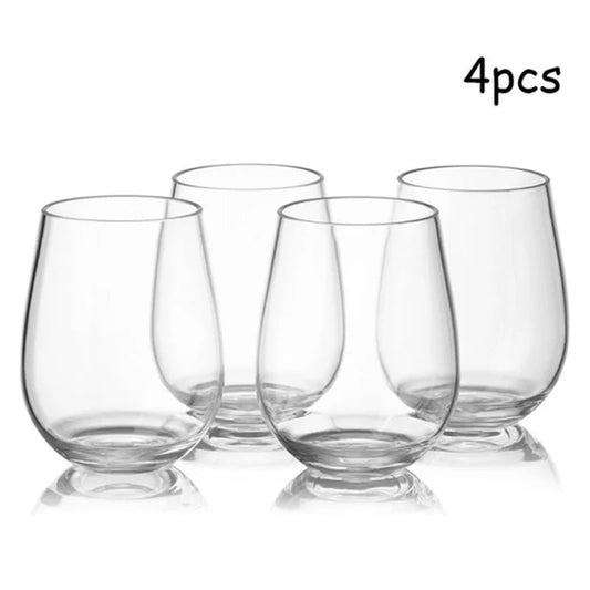 4Pcs New 463ml Unbreakable Wine Glasses Shatterproof Plastic Glass Safe Reusable Transparent Fruit Juice Beer Cup - HOMELIVING