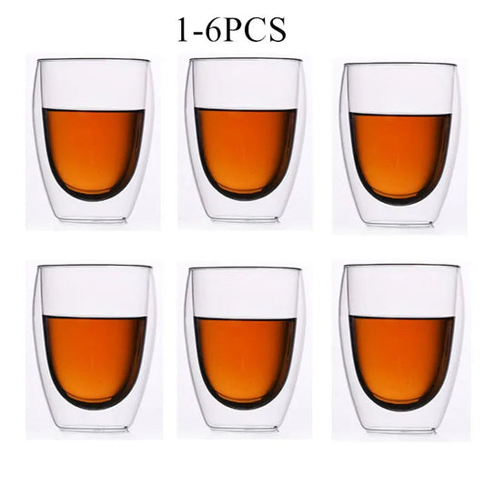 80-450ML Double Wall High Borosilicate Glass Mug Heat Resistant Tea Milk Juice Coffee Water Cup Bar Drinkware Gift Creativity - HOMELIVING