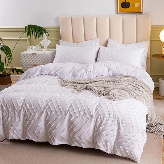 Nordic Style Cut Flowers White Duvet Cover Set Soft Comfortable King Size Bedding Set Queen Twin Solid Home Comforter Covers - HOMELIVING