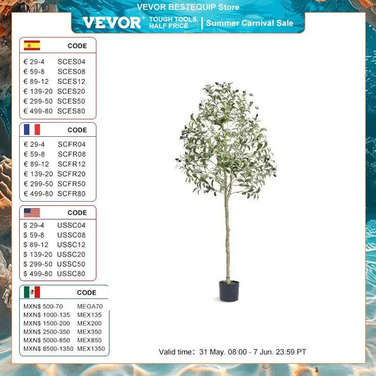 VEVOR Artificial Olive Tree 4/5/6 FT Tall Faux Plant Secure PE Material & Anti-Tip Tilt Protection Low-Maintenance Tree for Home - HOMELIVING