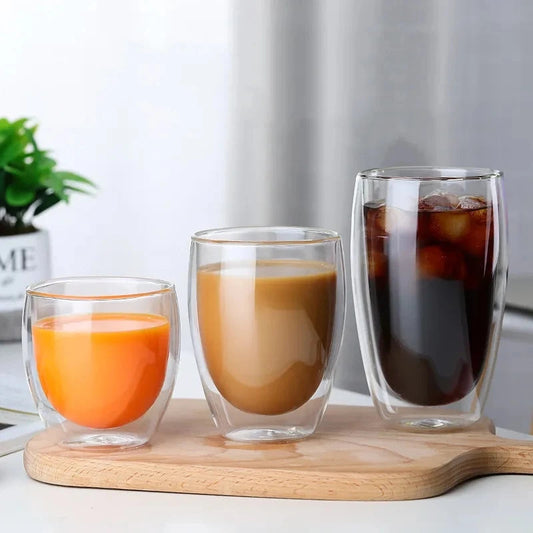 80/250/350/450ml Heat-resistant Double Wall Glass Cup Beer Coffee Cups Handmade Healthy Drink Mug Tea Mugs Transparent Drinkware - HOMELIVING