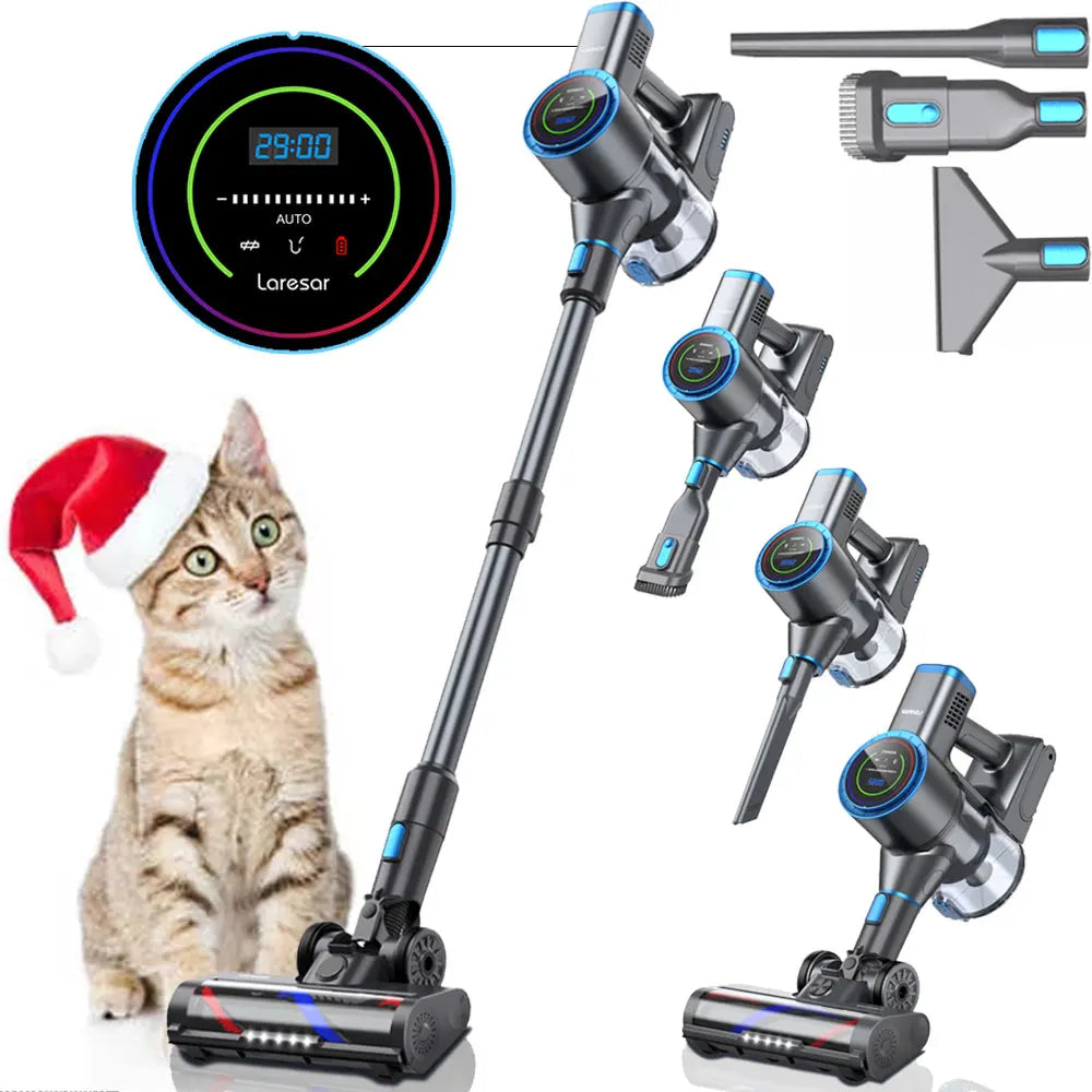 LARESAR 500W 40000PA Suction PowerCordless Vacuum Cleaner Smart Double Display Home appliance 1L Dust Cup Handheld - HOMELIVING