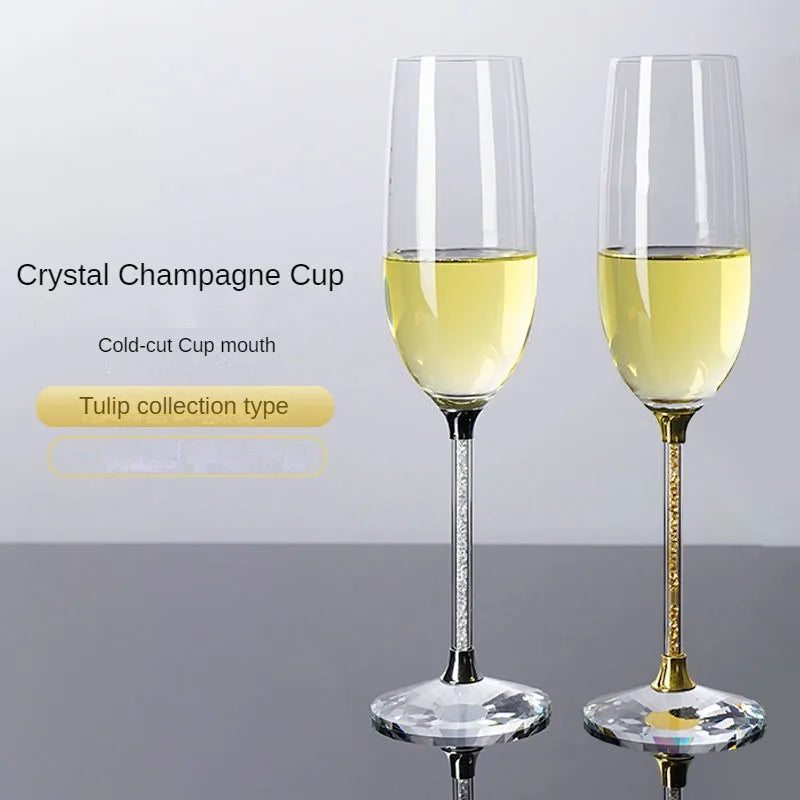 European Diamond Crystal Champagne Cup Set High Beauty Handmade High Foot Cup Bubble Mug Household Wine Set Couple Pair Cups - HOMELIVING