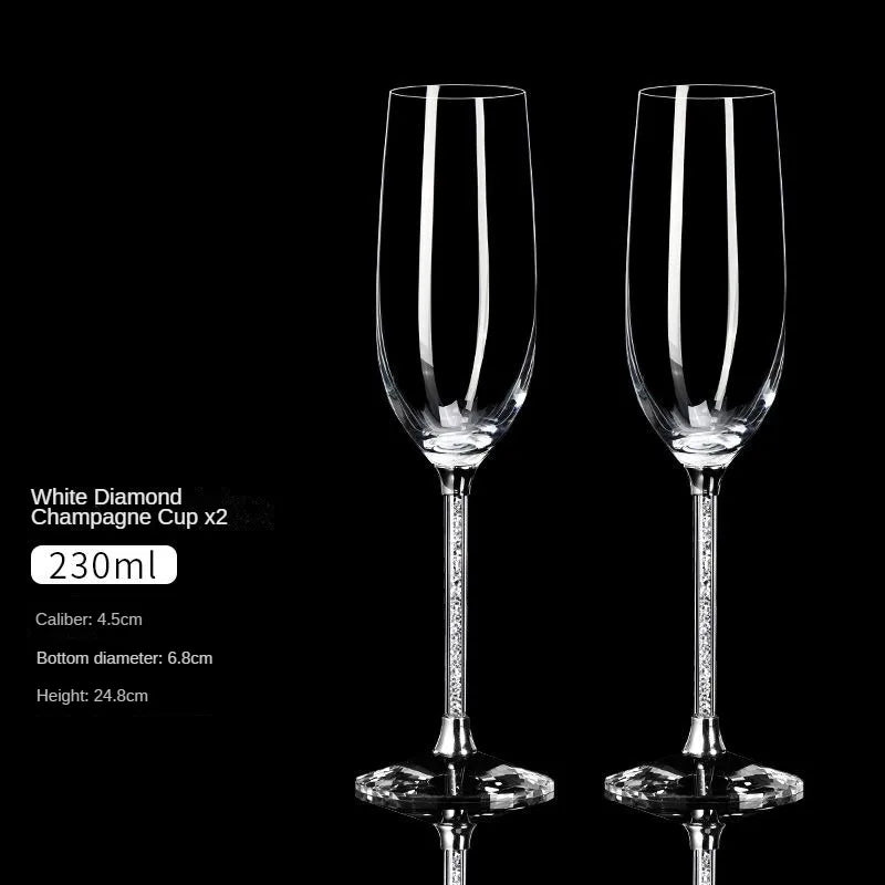 European Diamond Crystal Champagne Cup Set High Beauty Handmade High Foot Cup Bubble Mug Household Wine Set Couple Pair Cups - HOMELIVING