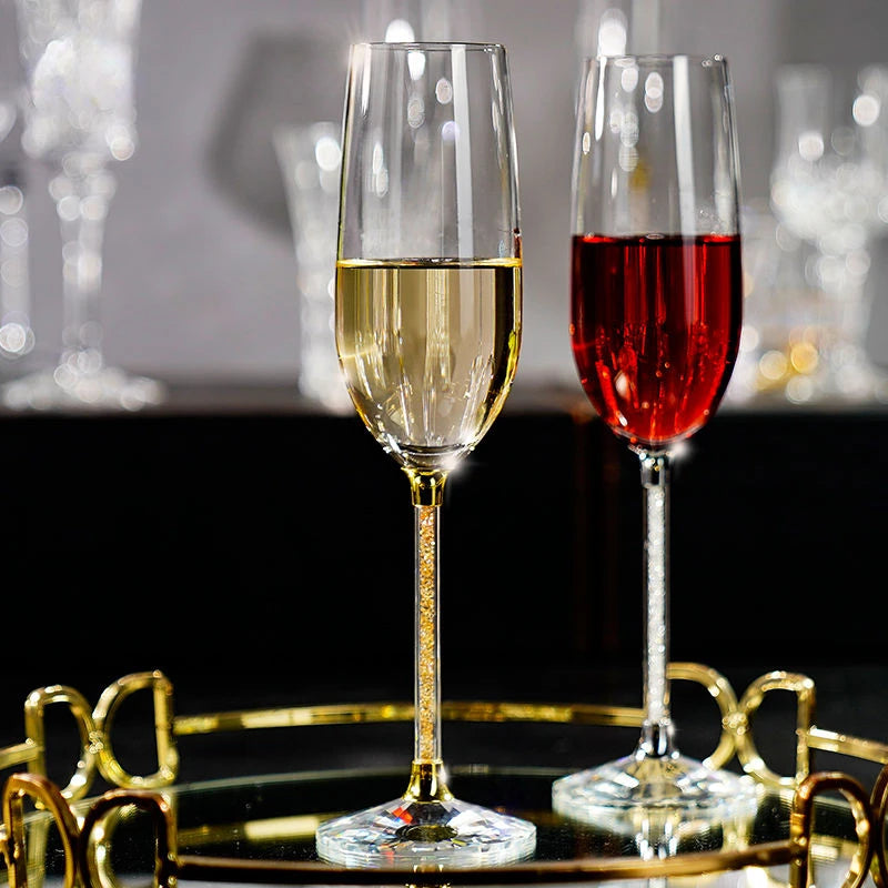 European Diamond Crystal Champagne Cup Set High Beauty Handmade High Foot Cup Bubble Mug Household Wine Set Couple Pair Cups - HOMELIVING