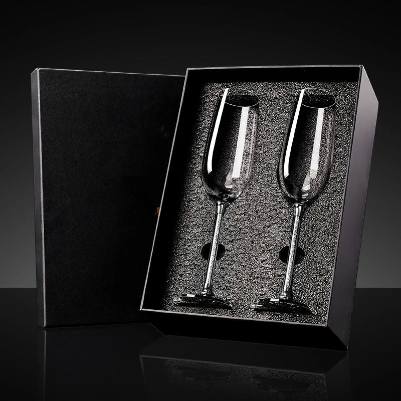 European Diamond Crystal Champagne Cup Set High Beauty Handmade High Foot Cup Bubble Mug Household Wine Set Couple Pair Cups - HOMELIVING