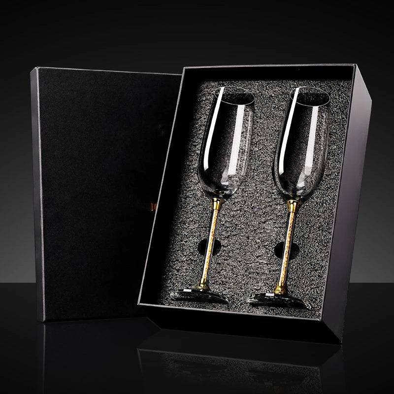 European Diamond Crystal Champagne Cup Set High Beauty Handmade High Foot Cup Bubble Mug Household Wine Set Couple Pair Cups - HOMELIVING
