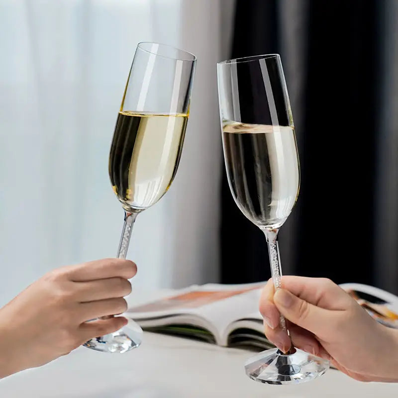 European Diamond Crystal Champagne Cup Set High Beauty Handmade High Foot Cup Bubble Mug Household Wine Set Couple Pair Cups - HOMELIVING