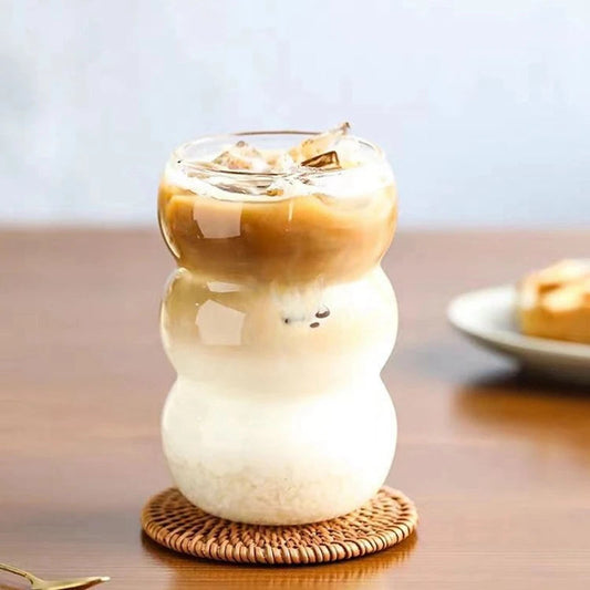 550ml Wave Shape Glass Cup Water Bottle Heat-resistant Beer Drinkware Tea Mug Coffee Juice Milk Tea Home Cafe Drinkware - HOMELIVING