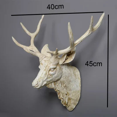 Faux Deer Head, Faux Taxidermy Animal Head Wall Decor Handmade Farmhouse Decor Resin Home Decoration Accessories Modern for Wall - HOMELIVING