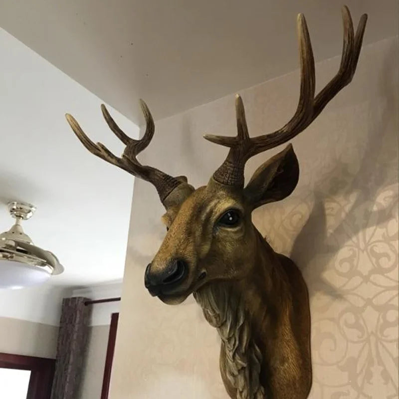 Faux Deer Head, Faux Taxidermy Animal Head Wall Decor Handmade Farmhouse Decor Resin Home Decoration Accessories Modern for Wall - HOMELIVING