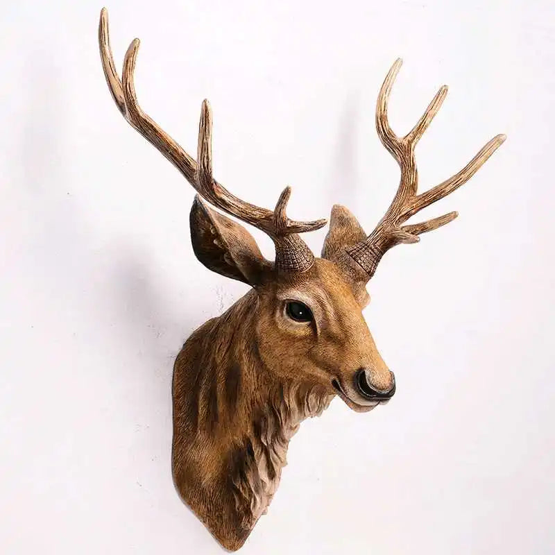 Faux Deer Head, Faux Taxidermy Animal Head Wall Decor Handmade Farmhouse Decor Resin Home Decoration Accessories Modern for Wall - HOMELIVING