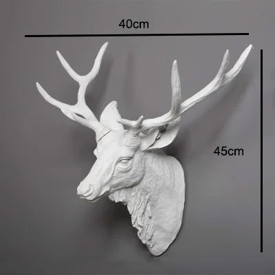 Faux Deer Head, Faux Taxidermy Animal Head Wall Decor Handmade Farmhouse Decor Resin Home Decoration Accessories Modern for Wall - HOMELIVING