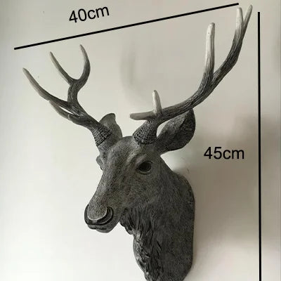 Faux Deer Head, Faux Taxidermy Animal Head Wall Decor Handmade Farmhouse Decor Resin Home Decoration Accessories Modern for Wall - HOMELIVING