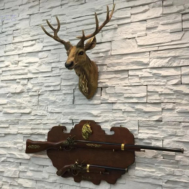 Faux Deer Head, Faux Taxidermy Animal Head Wall Decor Handmade Farmhouse Decor Resin Home Decoration Accessories Modern for Wall - HOMELIVING
