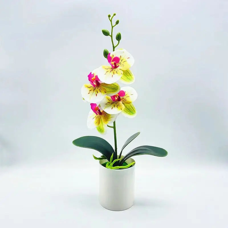 YOMDID Potted Fake Orchid Flower Artificial Plant Excellent UV-resistant Faux Bonsai Outdoor Indoor for Balcony Christmas Decor - HOMELIVING