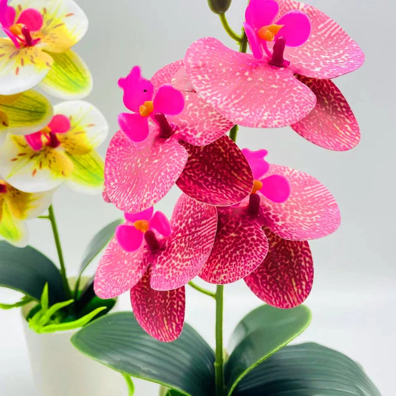 YOMDID Potted Fake Orchid Flower Artificial Plant Excellent UV-resistant Faux Bonsai Outdoor Indoor for Balcony Christmas Decor - HOMELIVING