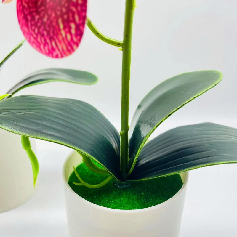 YOMDID Potted Fake Orchid Flower Artificial Plant Excellent UV-resistant Faux Bonsai Outdoor Indoor for Balcony Christmas Decor - HOMELIVING