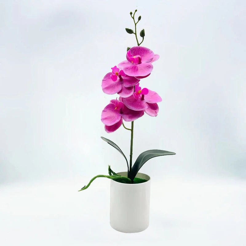 YOMDID Potted Fake Orchid Flower Artificial Plant Excellent UV-resistant Faux Bonsai Outdoor Indoor for Balcony Christmas Decor - HOMELIVING