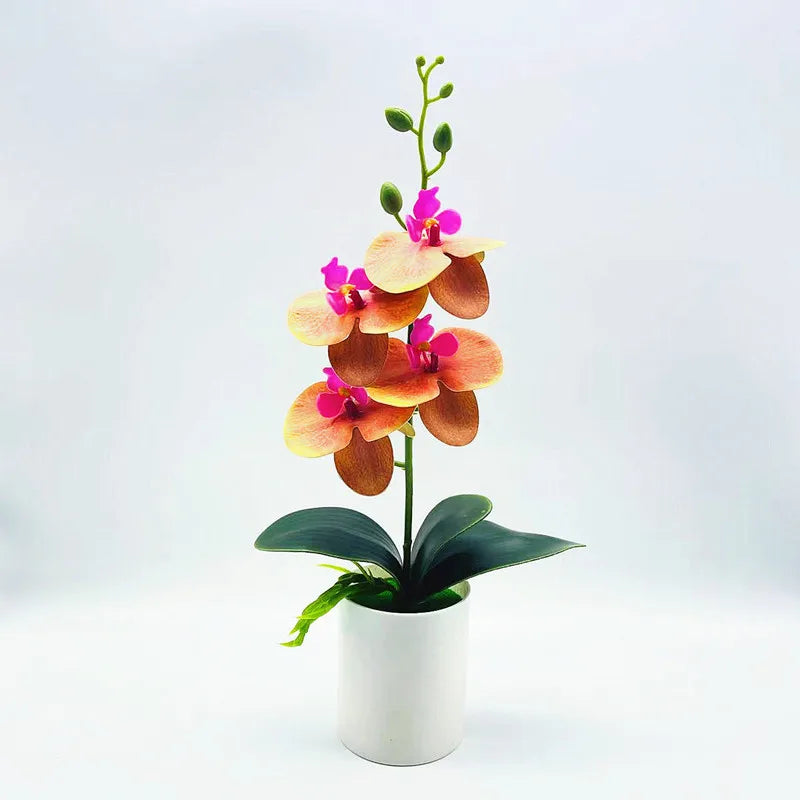 YOMDID Potted Fake Orchid Flower Artificial Plant Excellent UV-resistant Faux Bonsai Outdoor Indoor for Balcony Christmas Decor - HOMELIVING
