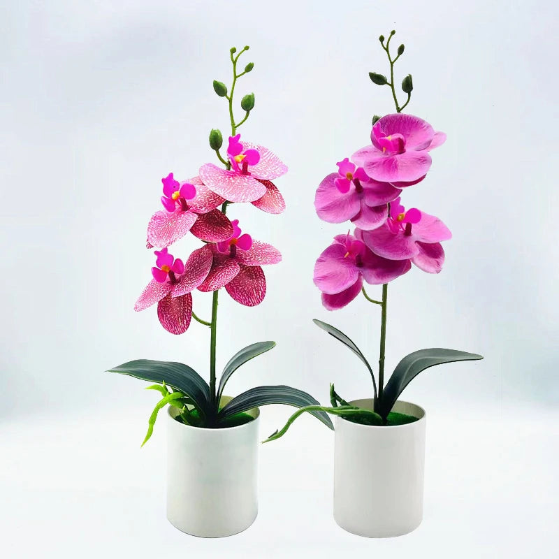 YOMDID Potted Fake Orchid Flower Artificial Plant Excellent UV-resistant Faux Bonsai Outdoor Indoor for Balcony Christmas Decor - HOMELIVING