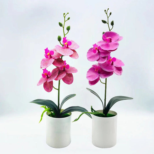 YOMDID Potted Fake Orchid Flower Artificial Plant Excellent UV-resistant Faux Bonsai Outdoor Indoor for Balcony Christmas Decor - HOMELIVING