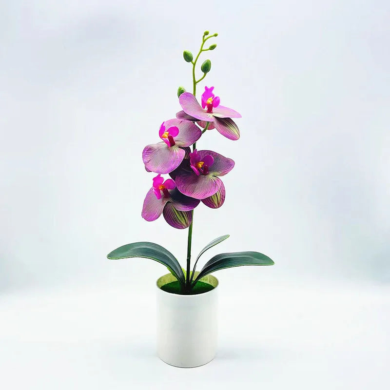 YOMDID Potted Fake Orchid Flower Artificial Plant Excellent UV-resistant Faux Bonsai Outdoor Indoor for Balcony Christmas Decor - HOMELIVING