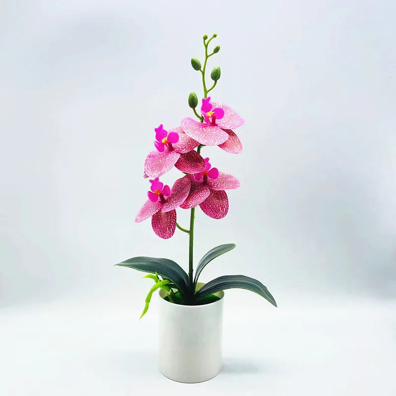 YOMDID Potted Fake Orchid Flower Artificial Plant Excellent UV-resistant Faux Bonsai Outdoor Indoor for Balcony Christmas Decor - HOMELIVING