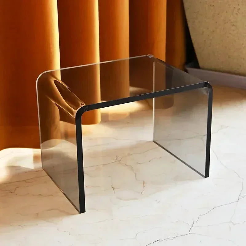 New Acrylic Glass Stool Change Shoes Footstool Family Sofa Stool Living Room Sofa Coffee Table Small Side Table Bench Table - HOMELIVING