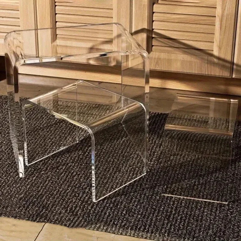 New Acrylic Glass Stool Change Shoes Footstool Family Sofa Stool Living Room Sofa Coffee Table Small Side Table Bench Table - HOMELIVING