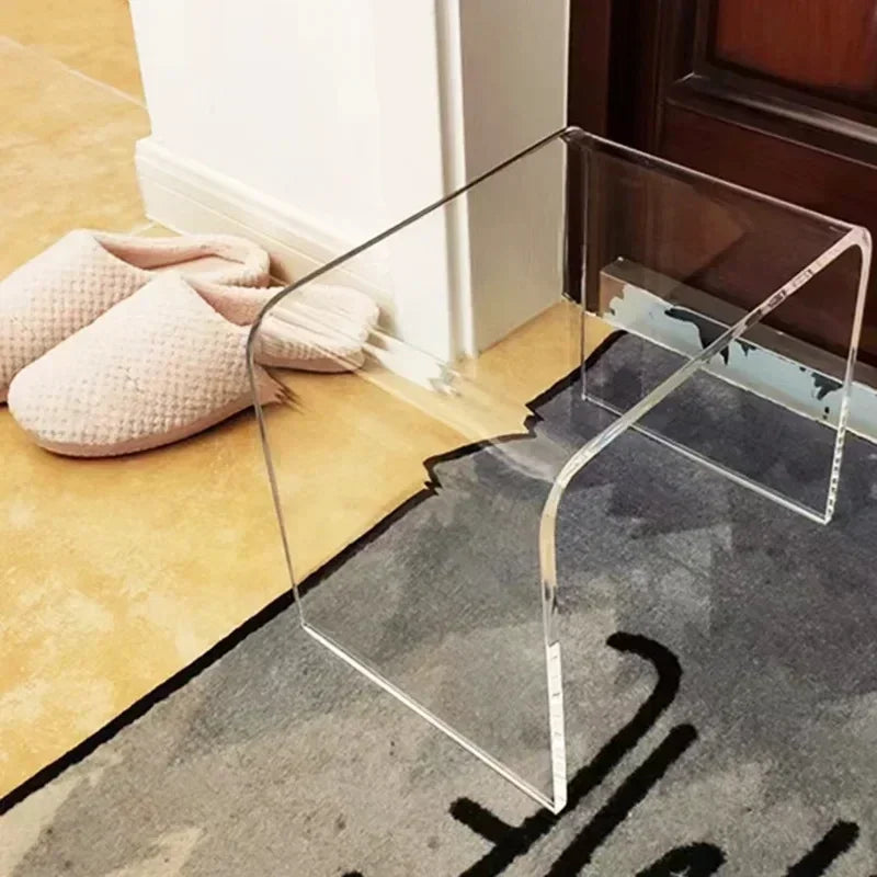 New Acrylic Glass Stool Change Shoes Footstool Family Sofa Stool Living Room Sofa Coffee Table Small Side Table Bench Table - HOMELIVING